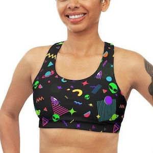 Black & Rainbow Macramé Sports Bra