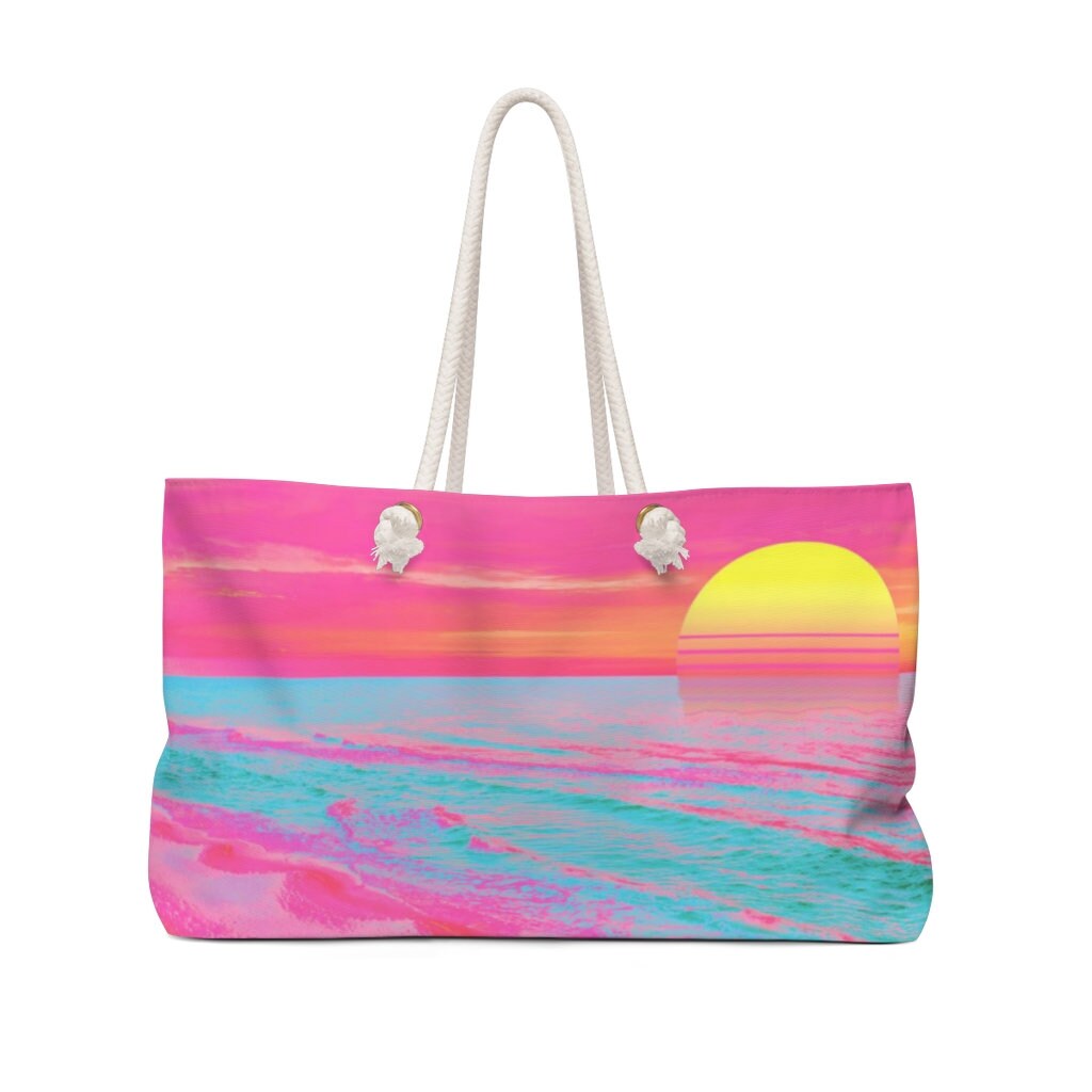 Vaporwave Sunrise Large Tote, Beach Bag, Shopping Bag - Etsy