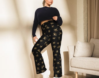 Leggings svasati con foglie di ginkgo