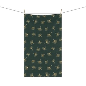 Ginkgo Leaf Hand Towel, Cotton or Polyester Kitchen Towel, Personalizable Towel
