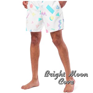 Vaporwave Shapes Swim Trunks, Made with recycled material