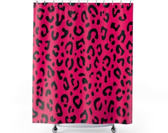 Magenta Leopard Print Shower Curtain
