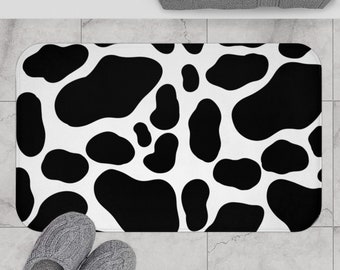 Cow Print Microfiber Bath Mat