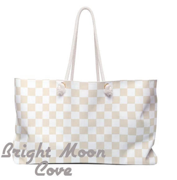Beige Checkerboard Large Tote, Shopping Bag, Beach Bag - Etsy