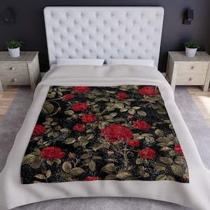 Gothic Roses Velvety Blanket