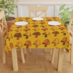 Retro Mushroom Square Tablecloth