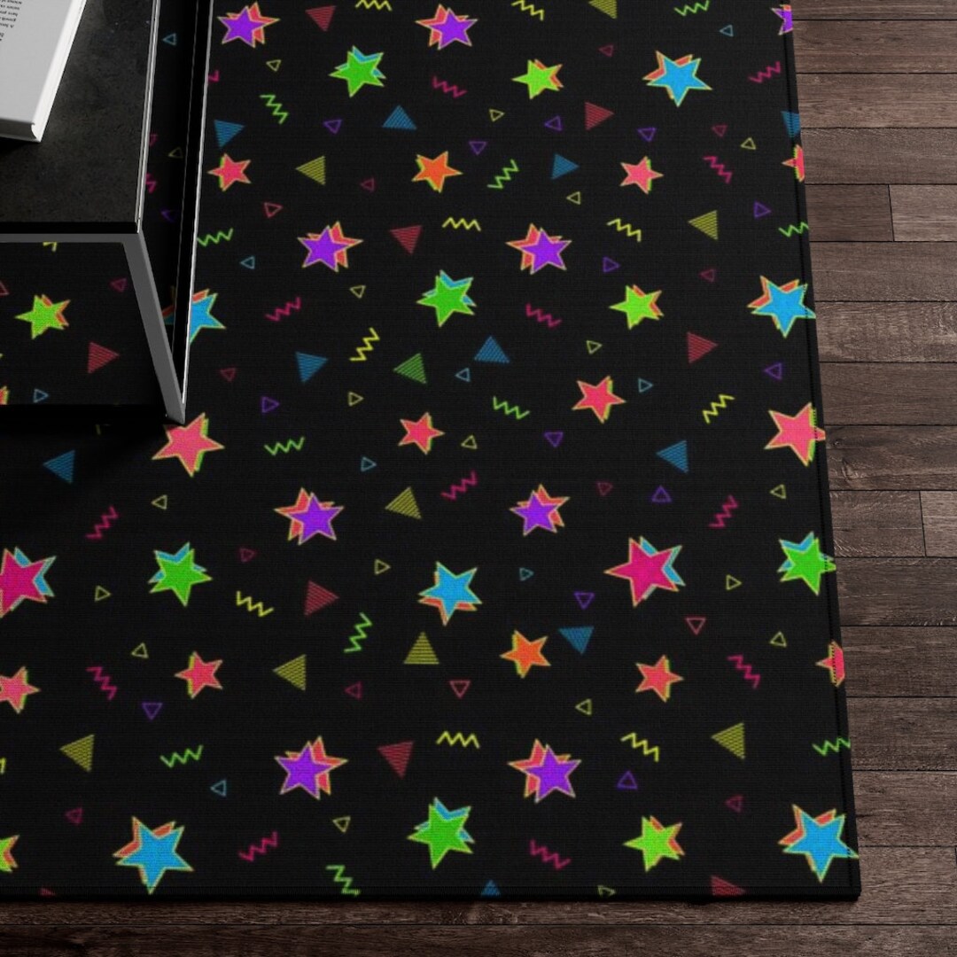 Aplinestars Rug Neon Stars Retro Style Rug, Anti Slip Rug - Etsy