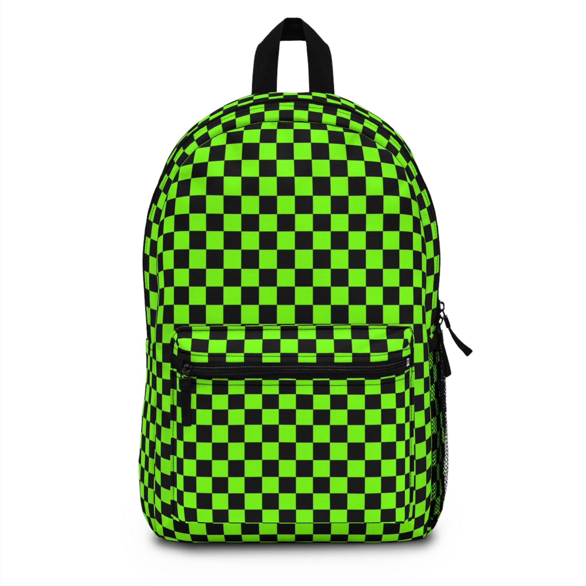 Checkered & Letter Graphic Functional Backpack