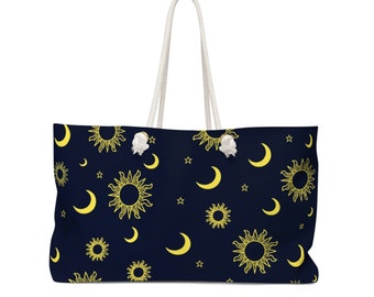 Navy Celestial Large Tote, Beach Bag, Shopping Bag