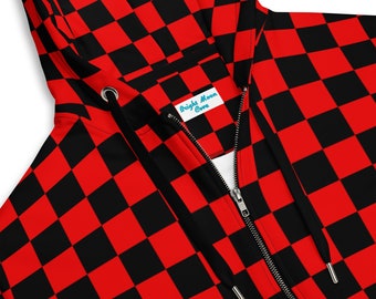 Red Checker Zip Hoodie