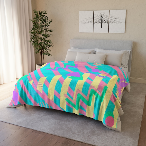Pastel Vaporwave Blanket, Large Lightweight Throw, 60x80 inches