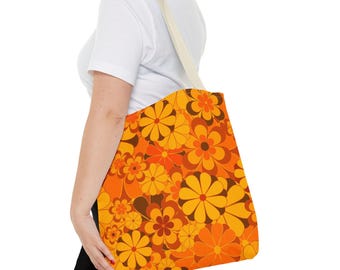 Retro Floral Tote, Shopping Bag, Beach bag