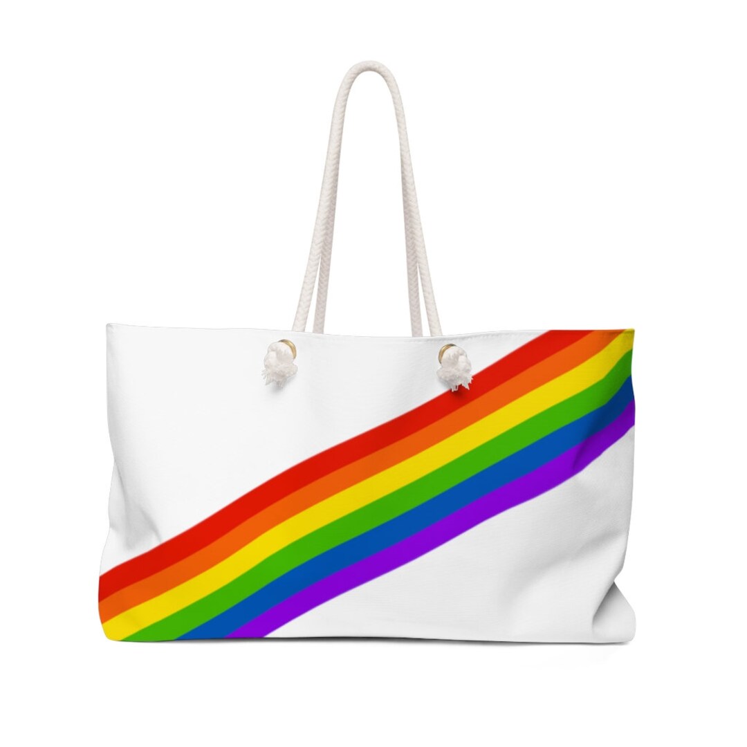 Rainbow Tote Bag Women, Rainbow Stripe Canvas Tote