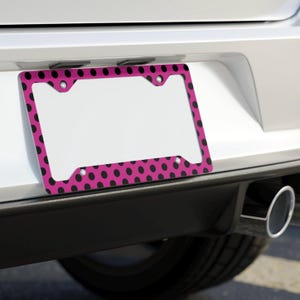 Pink Polka Dot License Plate Frame