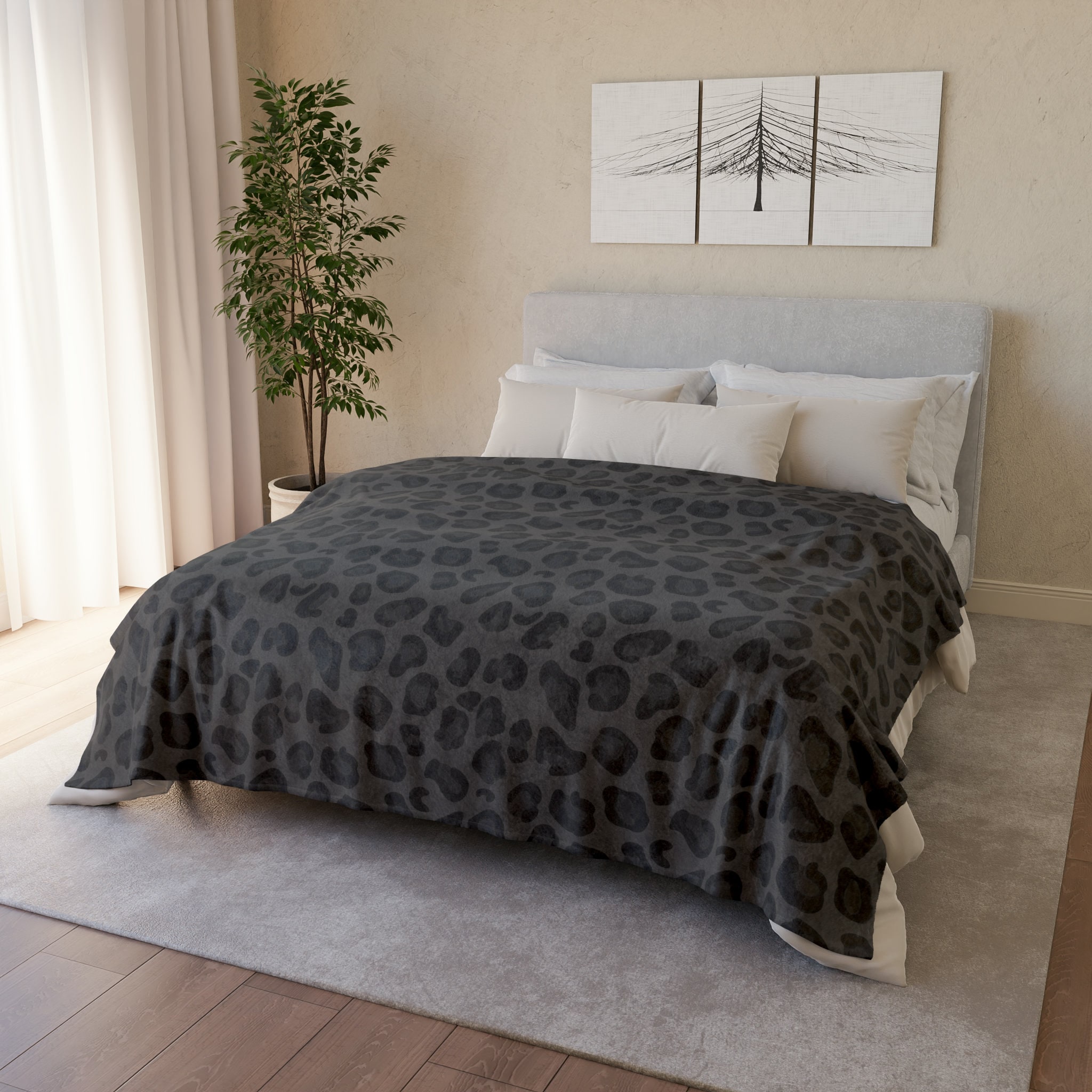 Grey leopard print throw hotsell