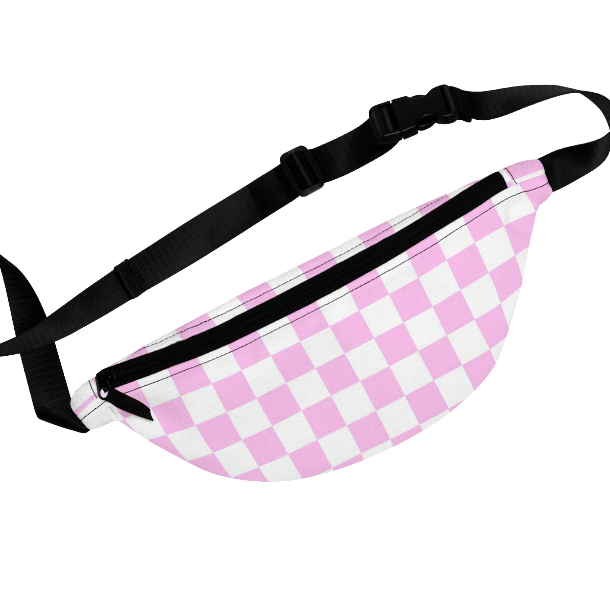 Girls Pink Checkered Belt Bag