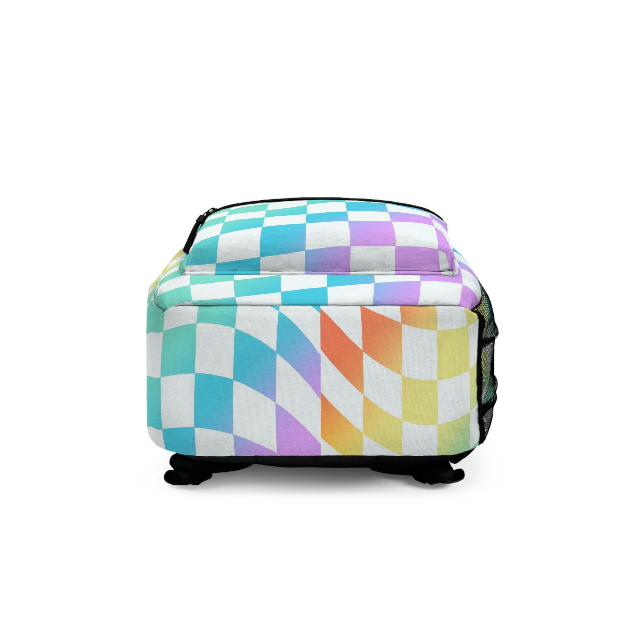 Pastel Checkerboard Backpack, Full-sized W/water Bottle Pocket - Etsy
