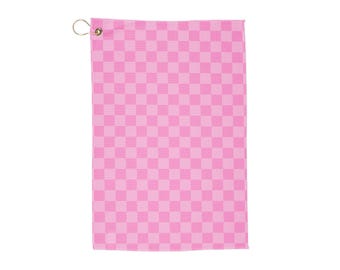 Pink Checker Golf Towel