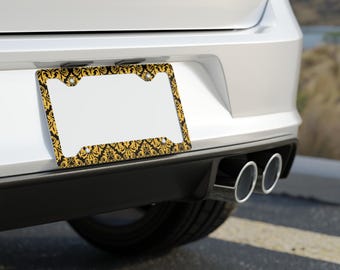 Gold and Black Goth Vibes Metal License Plate Frame