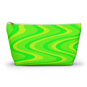Neon Green Swirl Pouch, Cosmetic Bag, Pencil Case