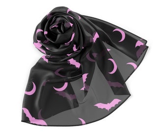 Spooky Cute Bat and Moon Scarf: Light and Airy