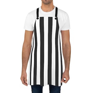 Black and White Stripe Apron, Personalizable
