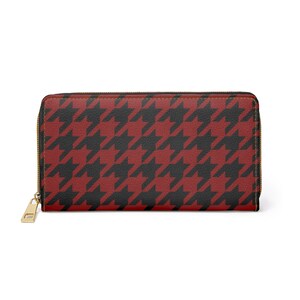 Snap Button Small Wallet, Women's Fashion Faux Leather Houndstooth