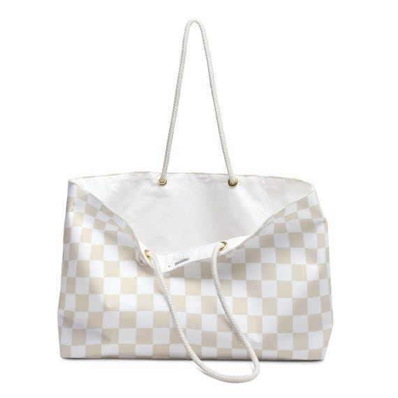 Beige Checkerboard Large Tote, Shopping Bag, Beach Bag - Etsy