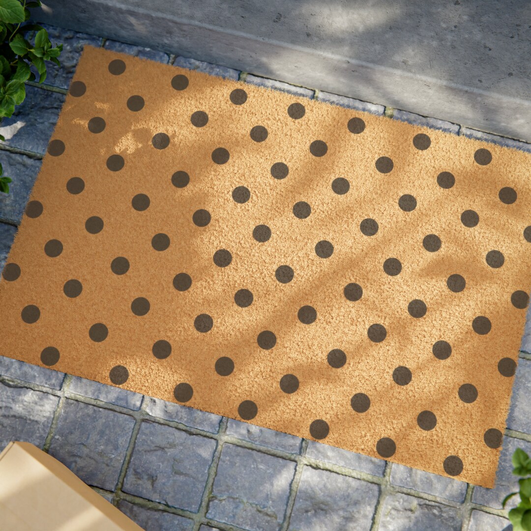 Brown And White Polka Dot Floor Mat