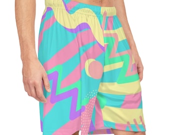 Pastel Vaporwave Basketball Shorts, Gym Shorts