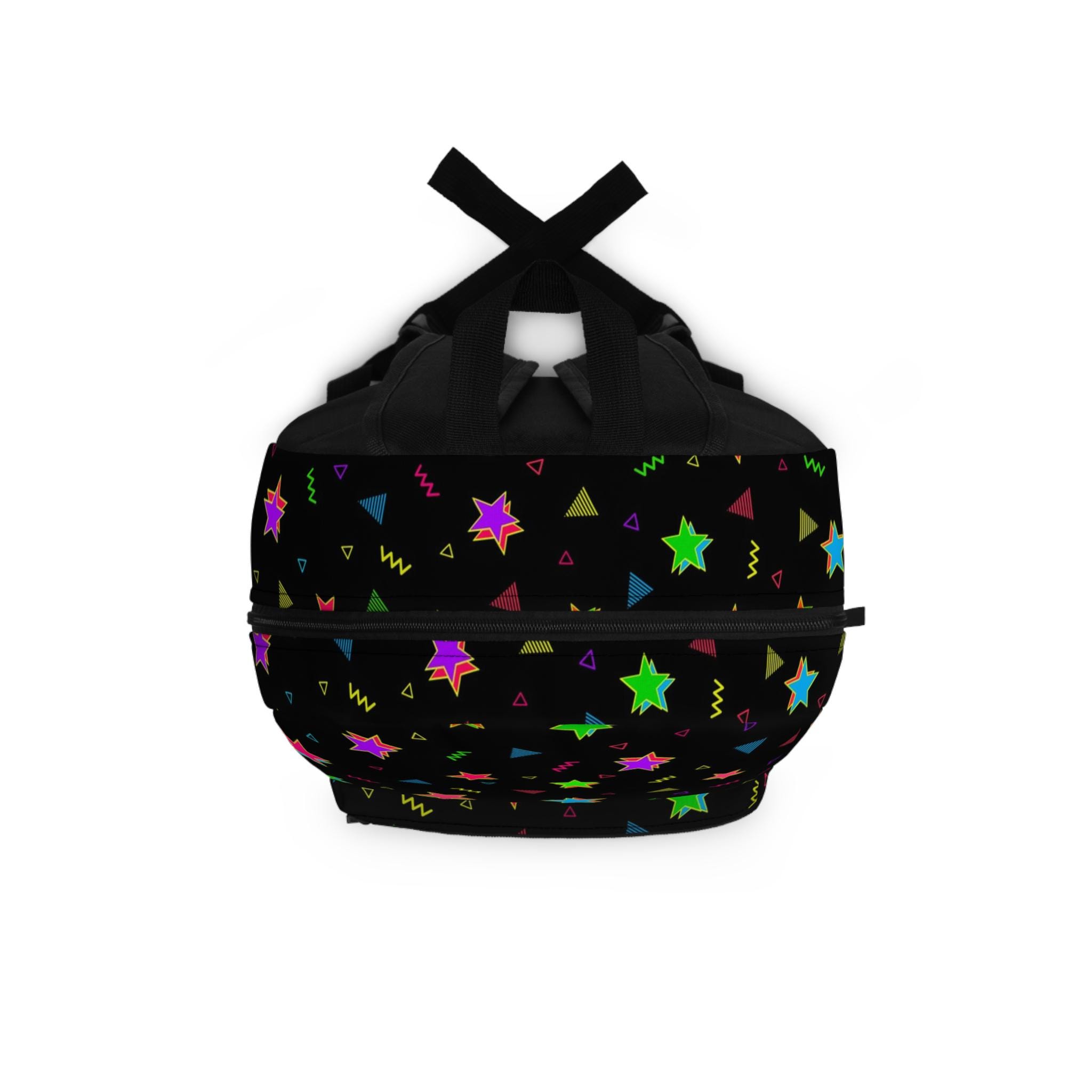 Neon Stars Backpack, Full-sized Backpack W/water Bottle 
