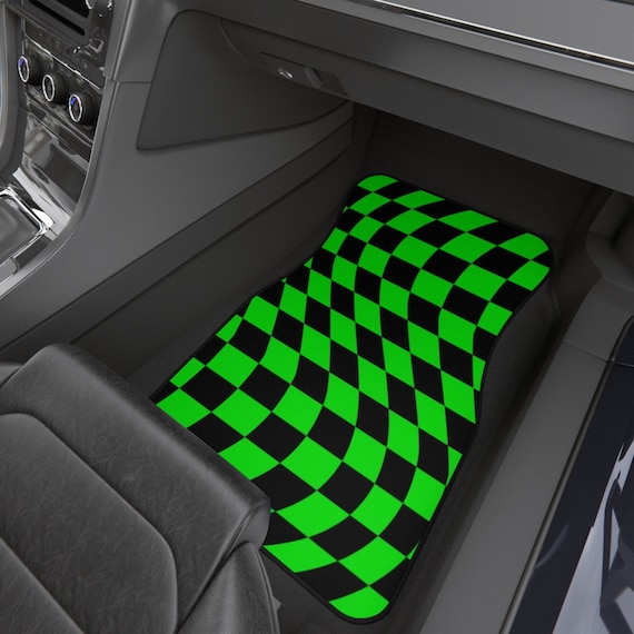 Wavy Green Checkerboard Car Floor Mats 2 Front Mats Etsy UK