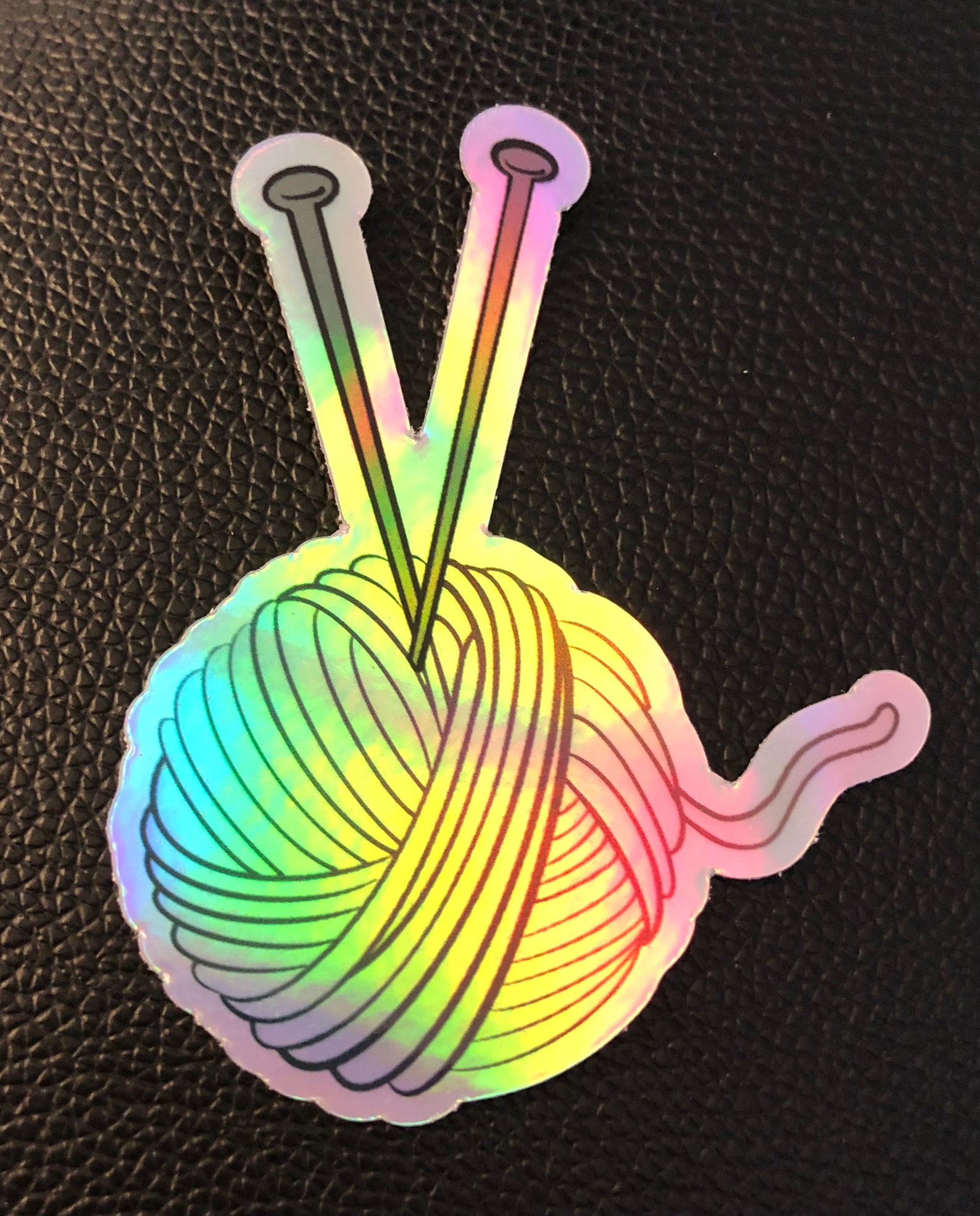 Holographic Yarn Ball Sticker Etsy
