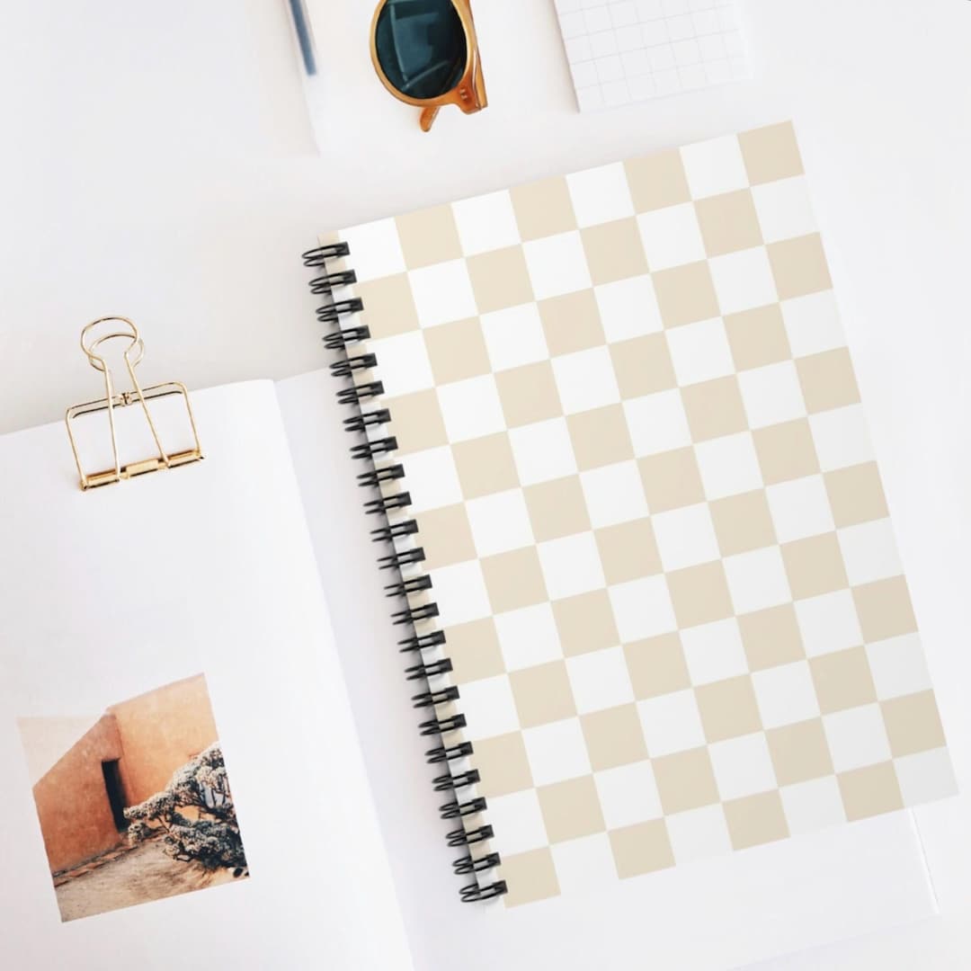 Beige Checker Notebook (6x8 Inches), Personalizable - Etsy