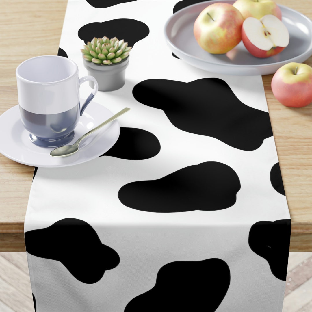 Cow print table runner etsy