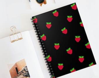 Strawberry Lined Notebook (6x8 inches)