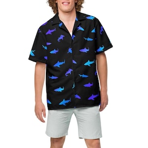 Shark Button Down Hawaiian Shirt