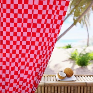 Pink & Red Checker Curtain Blackout Curtain