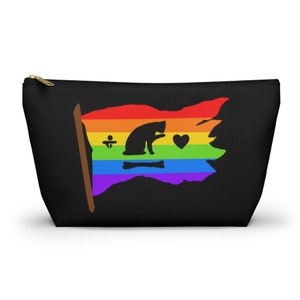 Rainbow Cat Pirate Flag Pouch, Cosmetic Bag, Pencil Case