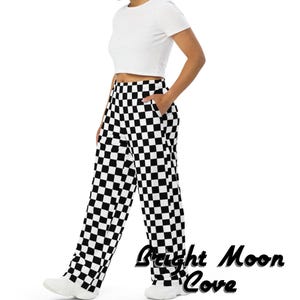 Checkerboard Wide-Leg Pants