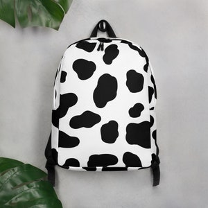 Sac à dos minimaliste à imprimé vache, personnalisable