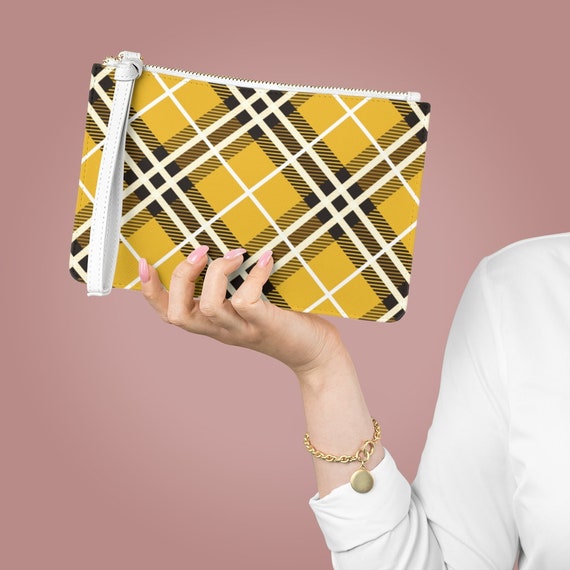 Yellow plaid purse deals