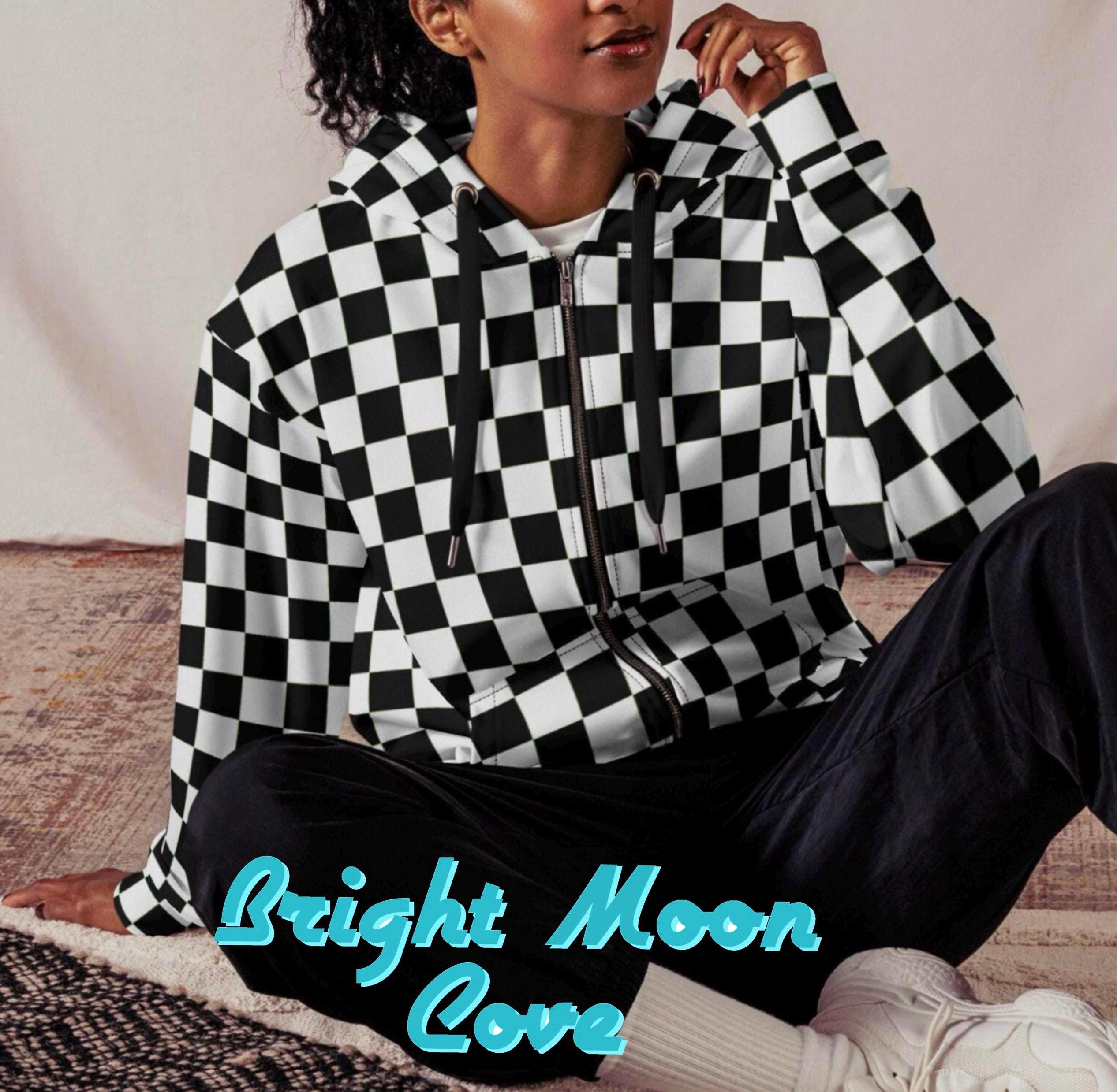 Checker Zip Hoodie, Made With Recycled Materials - Etsy