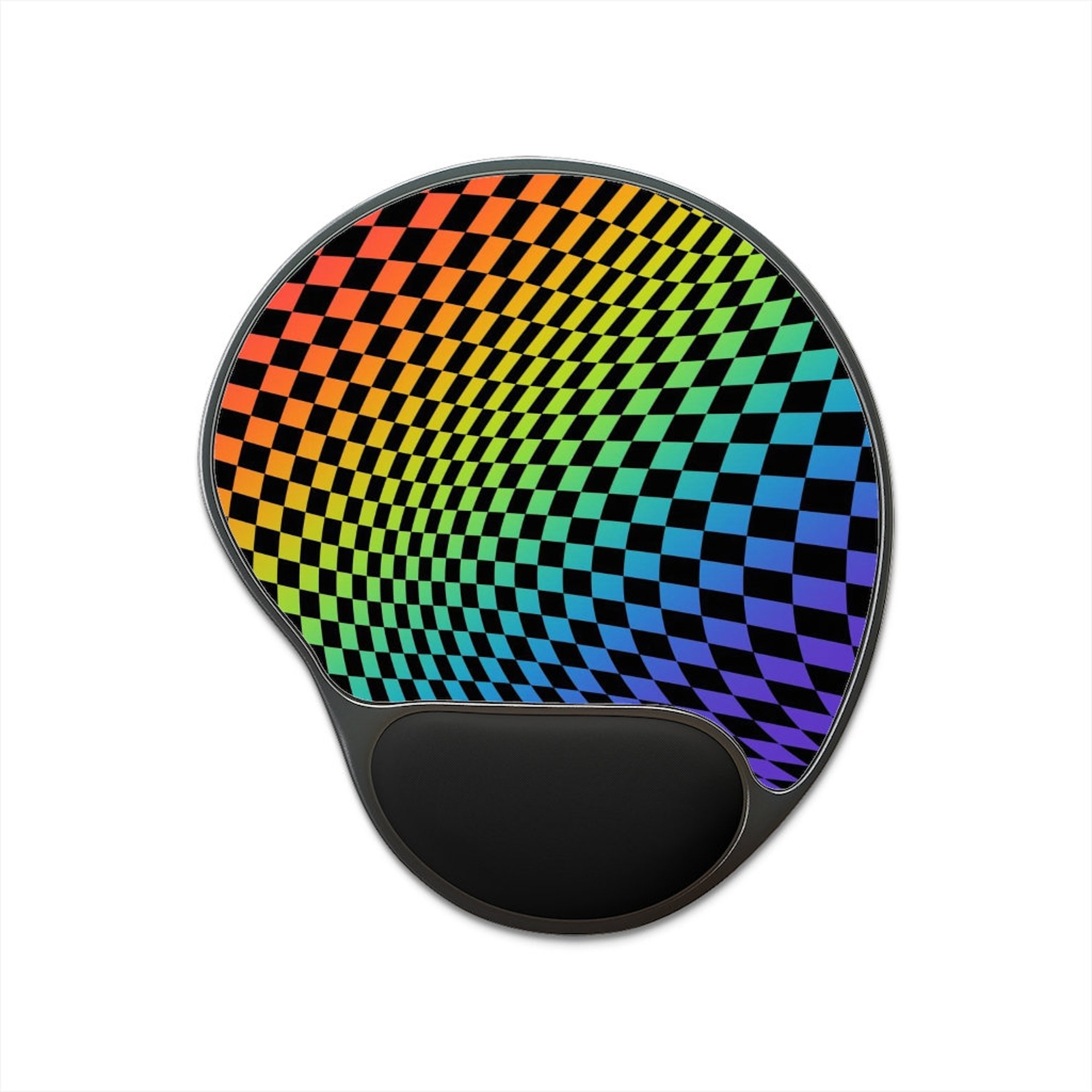 Rainbow Checkerboard Mouse Pad With Wrist Rest