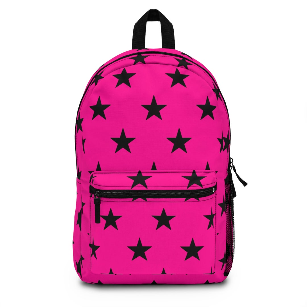 Pink Star Backpack, Full-sized W/water Bottle Pocket
