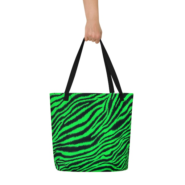 Green Zebra Large Tote Bag
