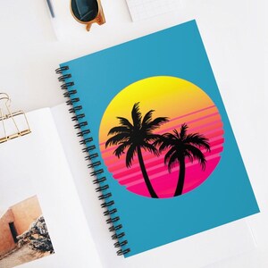 Vaporwave Beach Lined Notebook (6x8 inches)