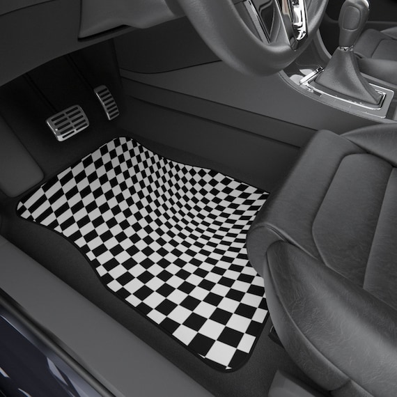 Buy Warped Checkerboard Car Floor Mats set of 2 Front Online in