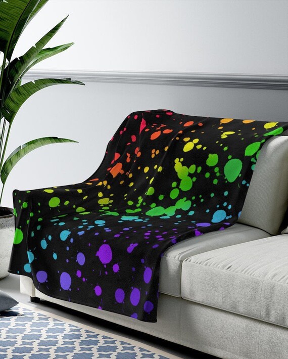 Rainbow Paint Splatter Blanket lightweight & Velvety Etsy