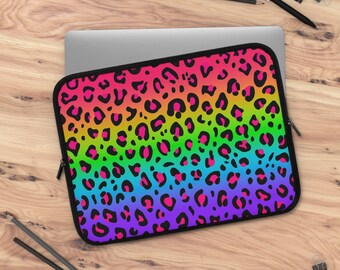 Rainbow Leopard Print Neoprene Laptop Sleeve